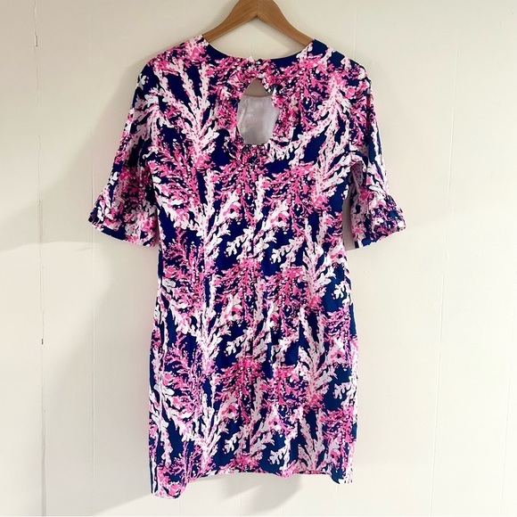 Lilly Pulitzer Fiesta Stretch Dress in Nauti Navy Beyond The Sea Coral sz 4 - Picture 5 of 6